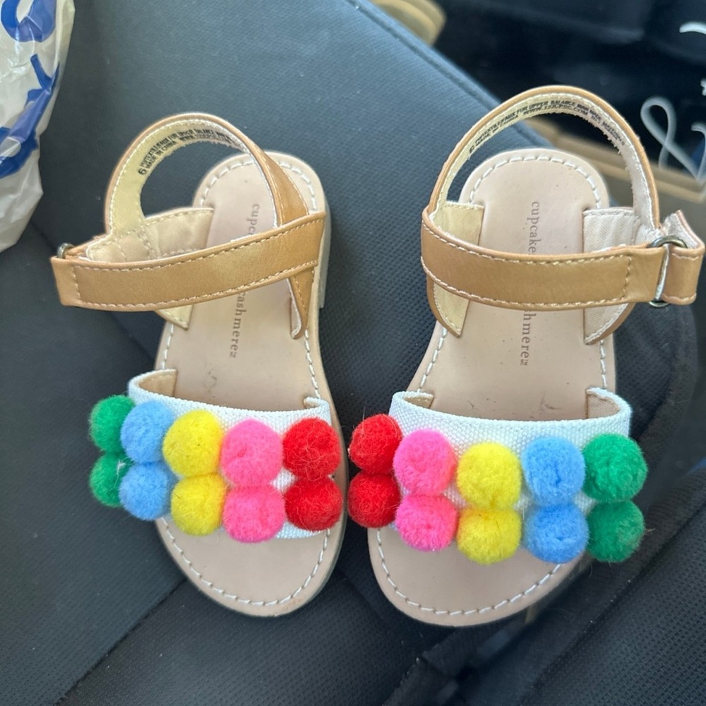 cupcakes & cashmere Kids' Colorful Pom-Pom Sandals